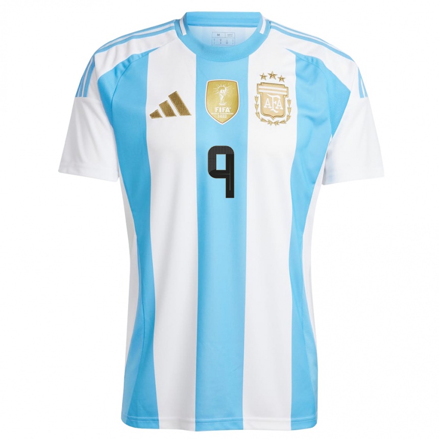 Kinder Fußball Argentinien Adolfo Gaich #9 Weiß Blau Heimtrikot Trikot 24-26 T-Shirt Luxemburg