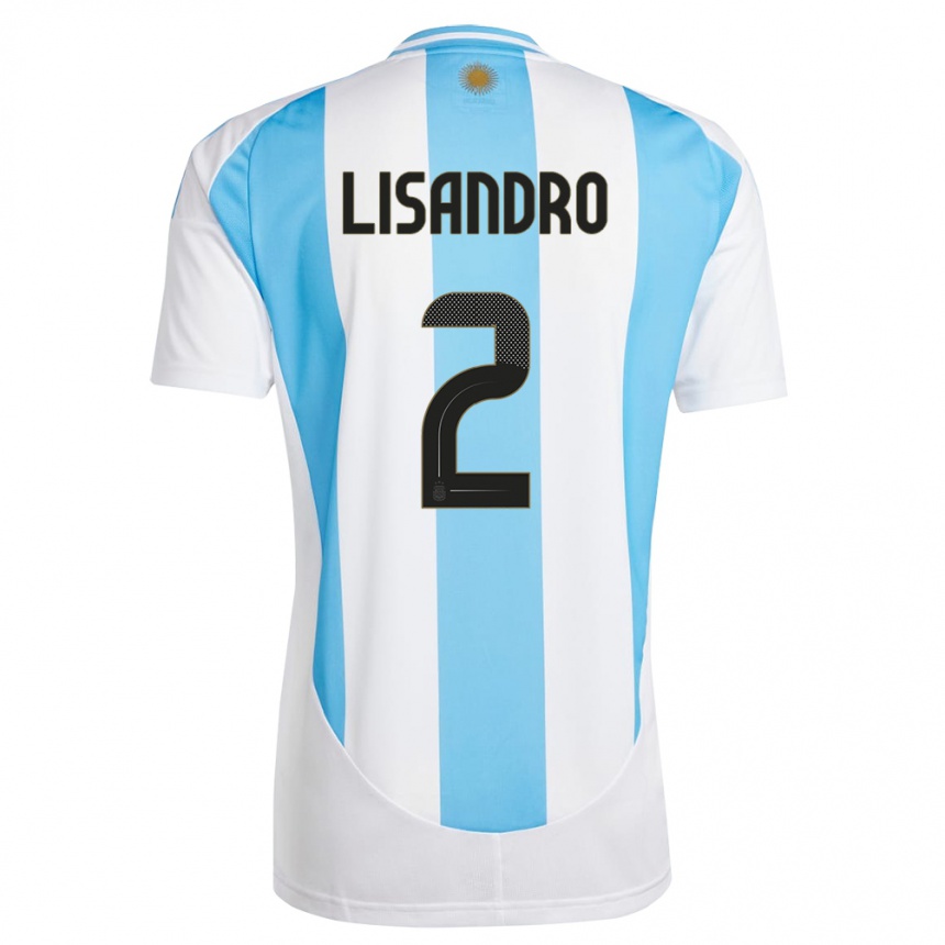 Kinder Fußball Argentinien Lisandro Martinez #2 Weiß Blau Heimtrikot Trikot 24-26 T-Shirt Luxemburg
