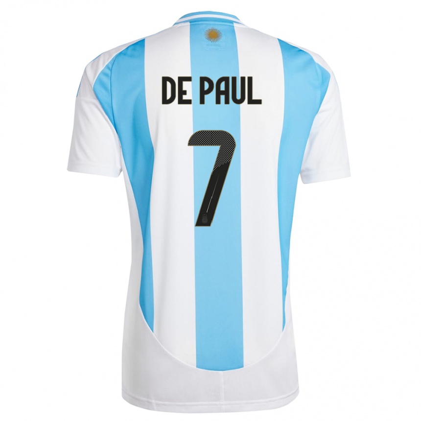 Kinder Fußball Argentinien Rodrigo De Paul #7 Weiß Blau Heimtrikot Trikot 24-26 T-Shirt Luxemburg
