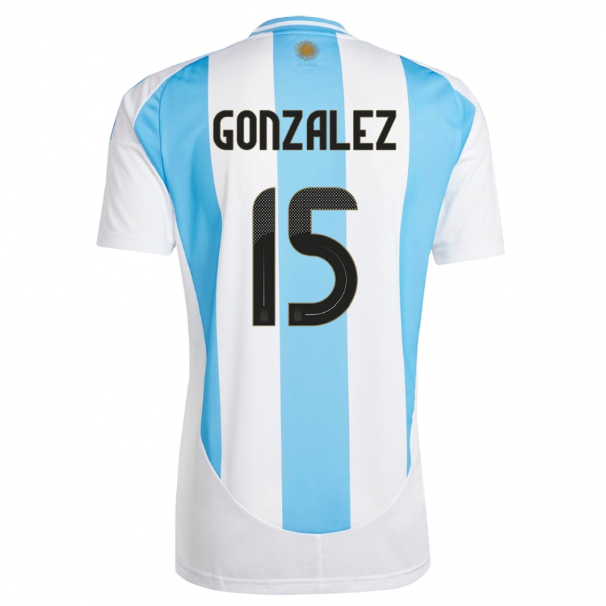 Kinder Fußball Argentinien Nicolas Gonzalez #15 Weiß Blau Heimtrikot Trikot 24-26 T-Shirt Luxemburg