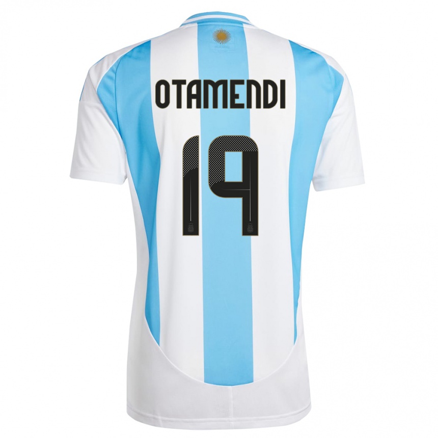 Kinder Fußball Argentinien Nicolas Otamendi #19 Weiß Blau Heimtrikot Trikot 24-26 T-Shirt Luxemburg