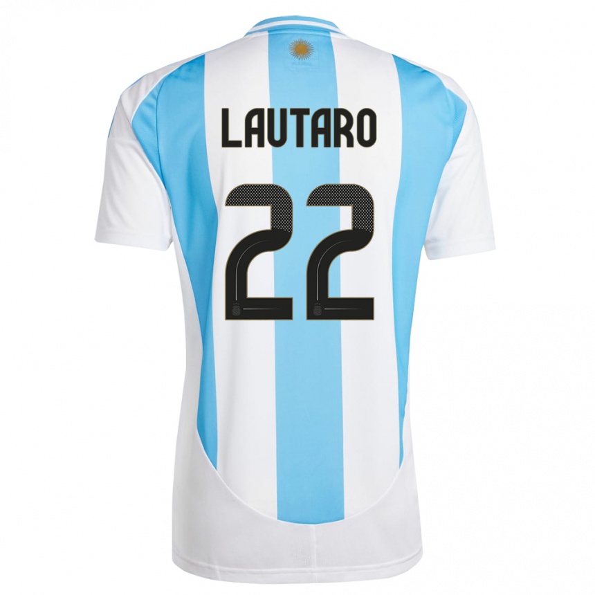 Kinder Fußball Argentinien Lautaro Martinez #22 Weiß Blau Heimtrikot Trikot 24-26 T-Shirt Luxemburg
