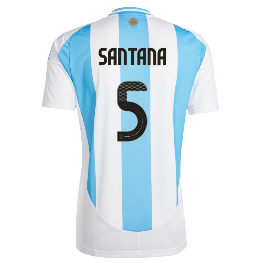 Kinder Fußball Argentinien Vanesa Santana #5 Weiß Blau Heimtrikot Trikot 24-26 T-Shirt Luxemburg