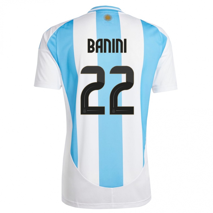 Kinder Fußball Argentinien Estefania Banini #22 Weiß Blau Heimtrikot Trikot 24-26 T-Shirt Luxemburg