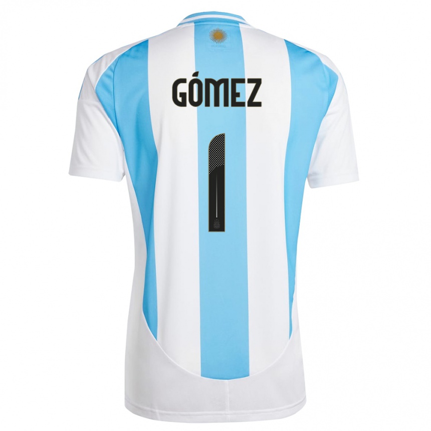 Kinder Fußball Argentinien Francisco Gomez #1 Weiß Blau Heimtrikot Trikot 24-26 T-Shirt Luxemburg