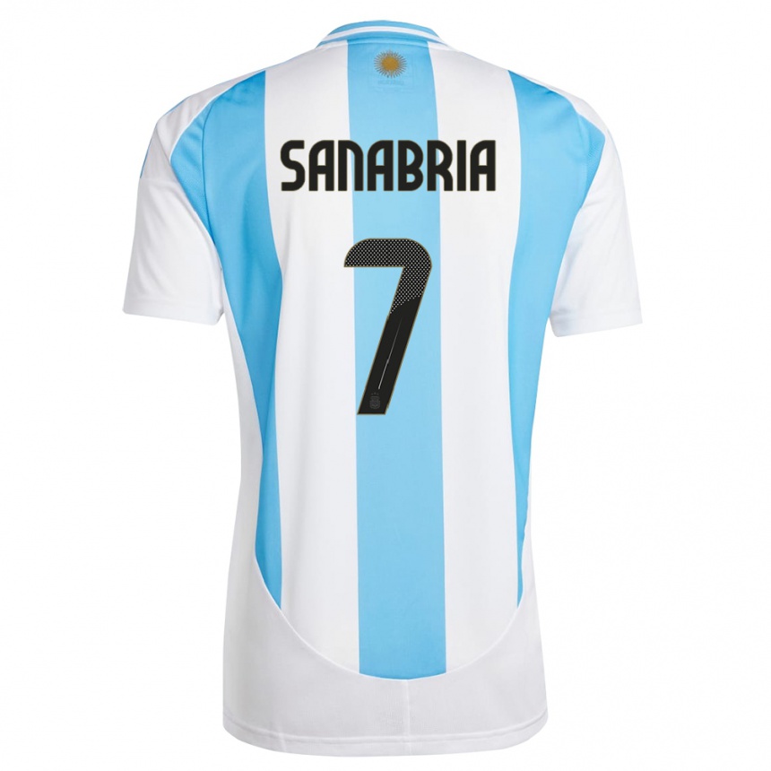 Kinder Fußball Argentinien Mateo Sanabria #7 Weiß Blau Heimtrikot Trikot 24-26 T-Shirt Luxemburg