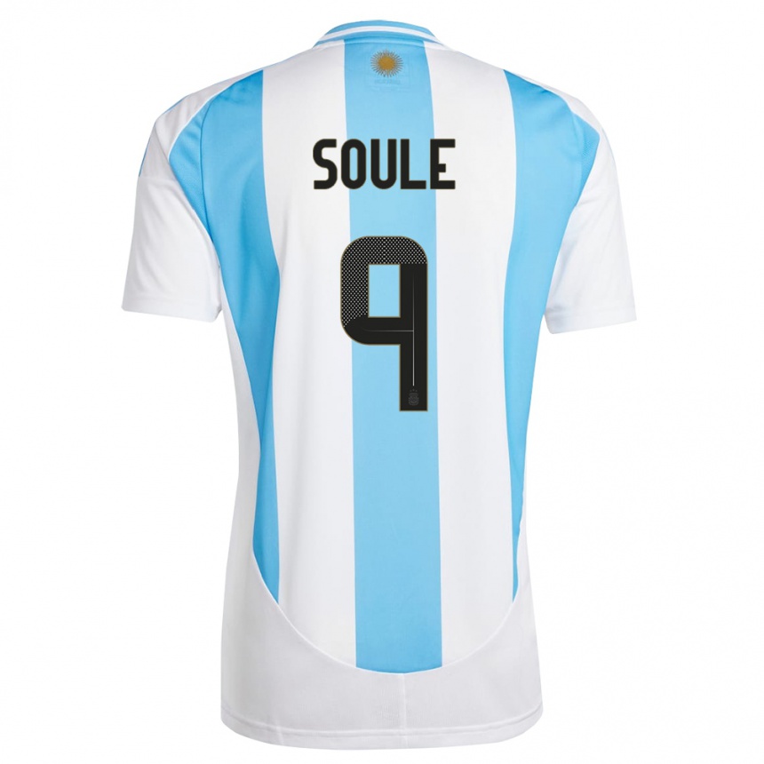Kinder Fußball Argentinien Matias Soule #9 Weiß Blau Heimtrikot Trikot 24-26 T-Shirt Luxemburg