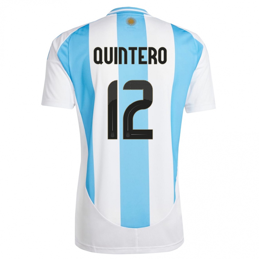Kinder Fußball Argentinien Valentino Quintero #12 Weiß Blau Heimtrikot Trikot 24-26 T-Shirt Luxemburg