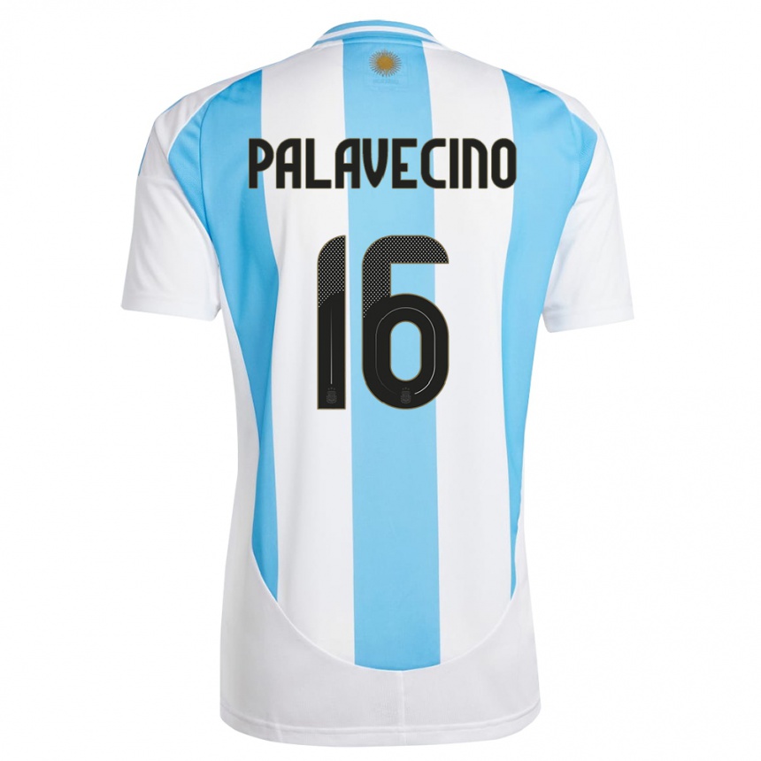 Kinder Fußball Argentinien Nicolas Palavecino #16 Weiß Blau Heimtrikot Trikot 24-26 T-Shirt Luxemburg
