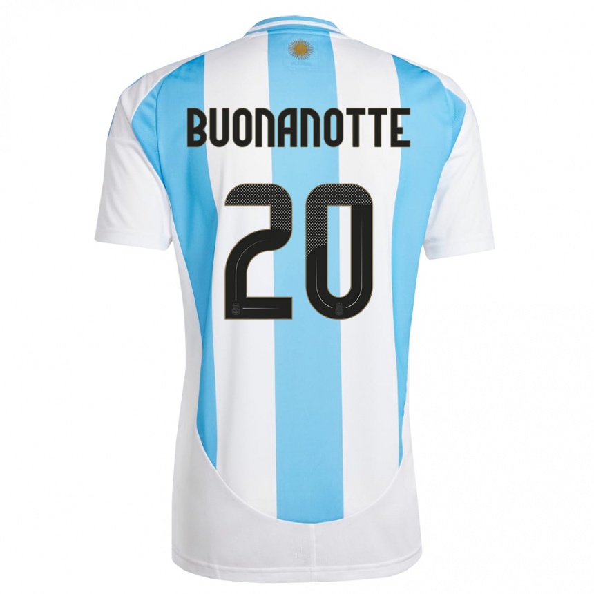 Kinder Fußball Argentinien Facundo Buonanotte #20 Weiß Blau Heimtrikot Trikot 24-26 T-Shirt Luxemburg