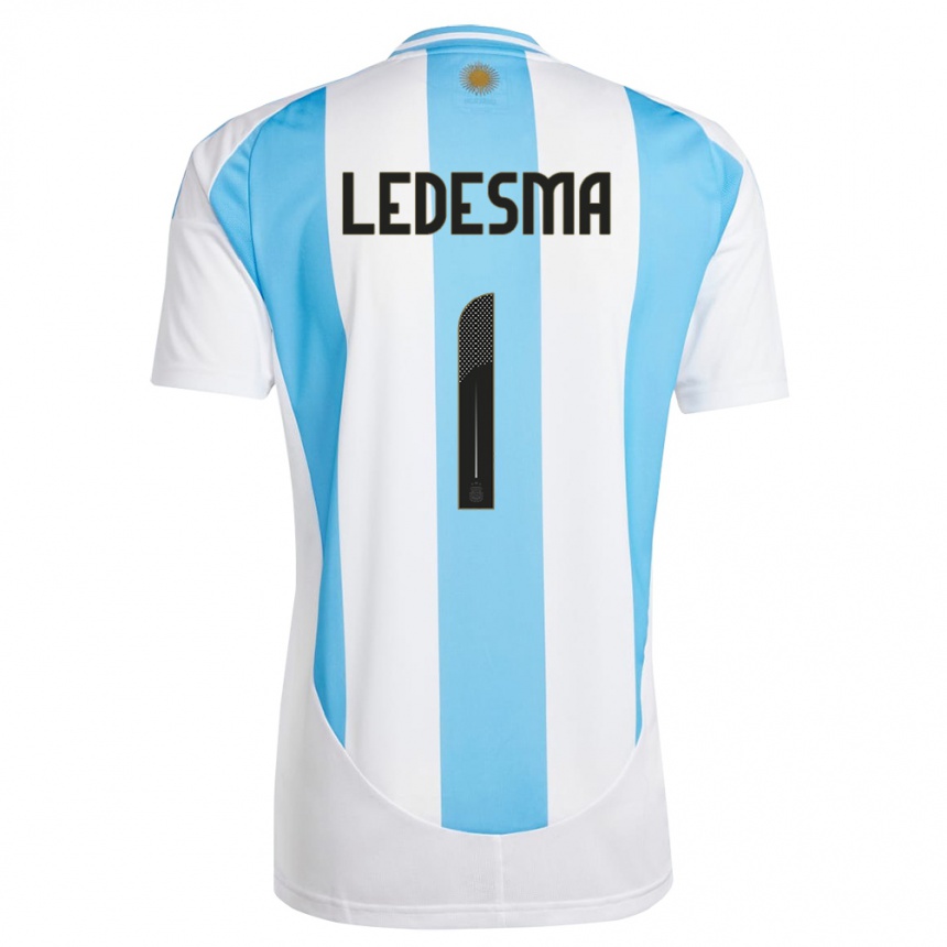 Kinder Fußball Argentinien Jeremias Ledesma #1 Weiß Blau Heimtrikot Trikot 24-26 T-Shirt Luxemburg
