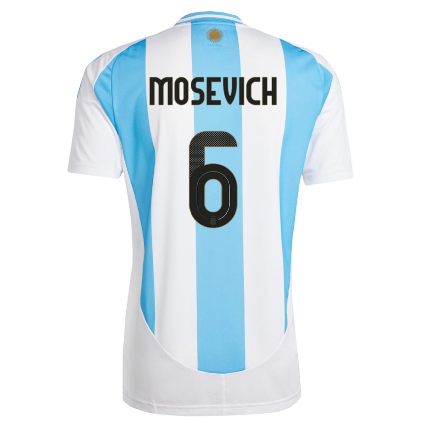Kinder Fußball Argentinien Leonel Mosevich #6 Weiß Blau Heimtrikot Trikot 24-26 T-Shirt Luxemburg
