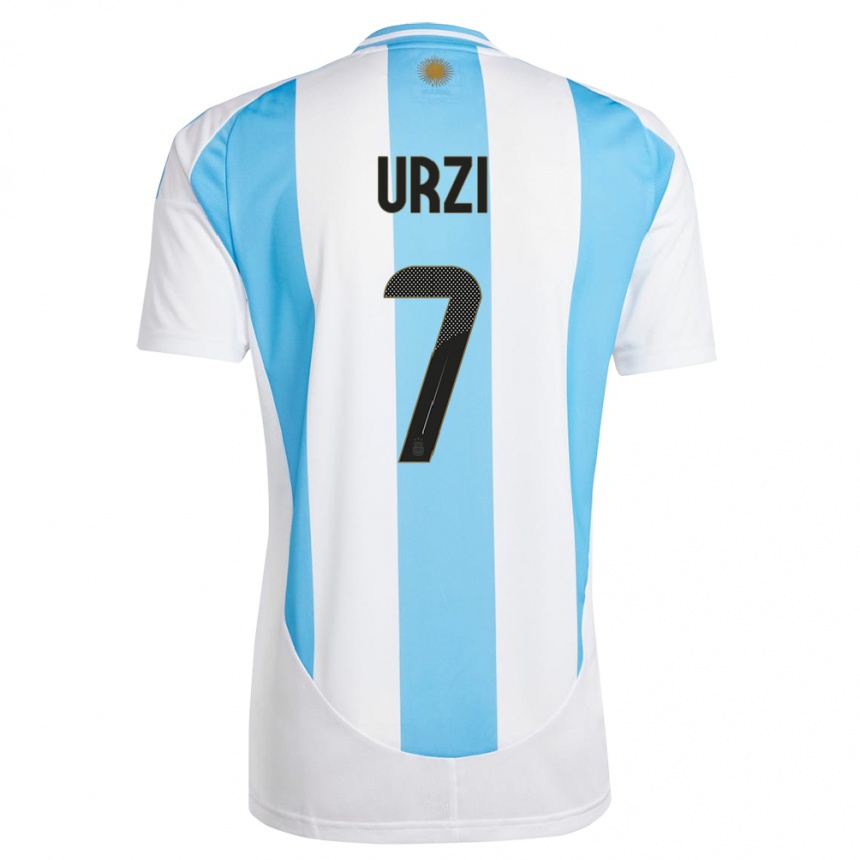 Kinder Fußball Argentinien Agustin Urzi #7 Weiß Blau Heimtrikot Trikot 24-26 T-Shirt Luxemburg