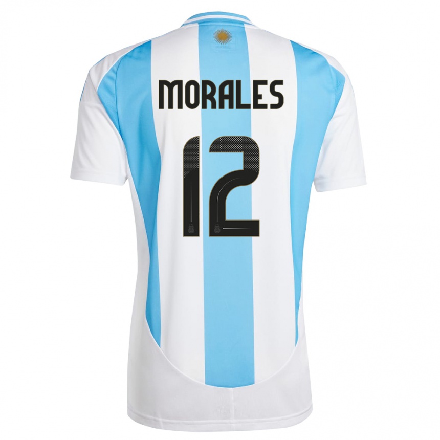 Kinder Fußball Argentinien Lautaro Morales #12 Weiß Blau Heimtrikot Trikot 24-26 T-Shirt Luxemburg