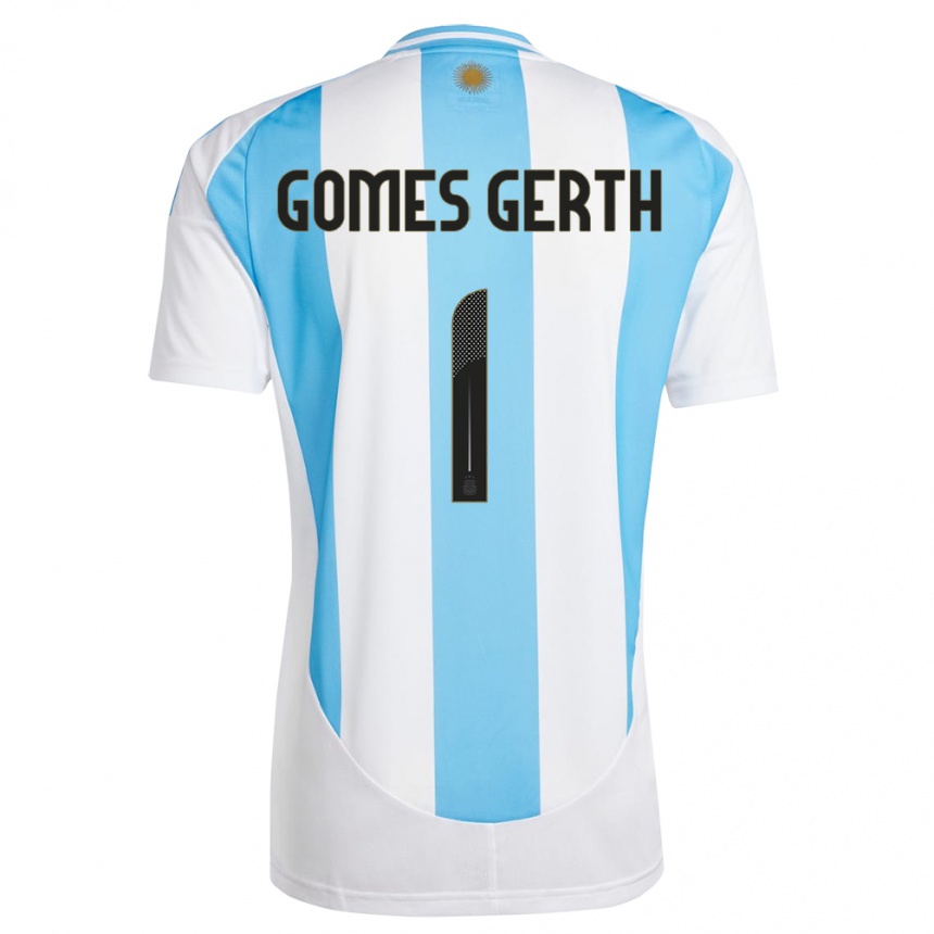 Kinder Fußball Argentinien Federico Gomes Gerth #1 Weiß Blau Heimtrikot Trikot 24-26 T-Shirt Luxemburg