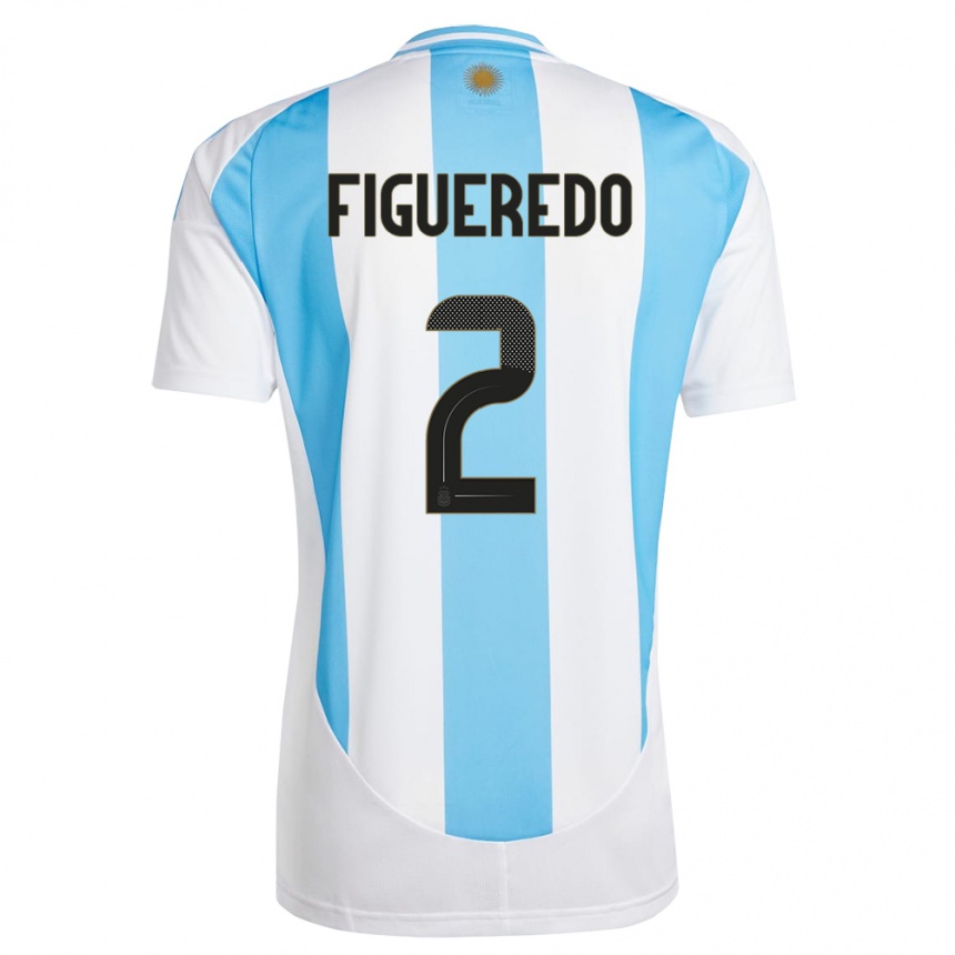 Kinder Fußball Argentinien Leandro Figueredo #2 Weiß Blau Heimtrikot Trikot 24-26 T-Shirt Luxemburg