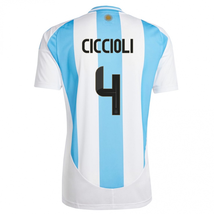 Kinder Fußball Argentinien Ulises Ciccioli #4 Weiß Blau Heimtrikot Trikot 24-26 T-Shirt Luxemburg