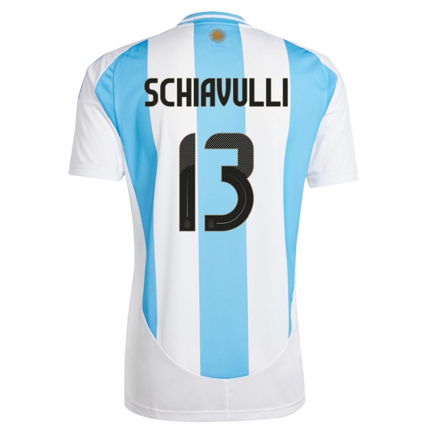 Kinder Fußball Argentinien Thiago Schiavulli #13 Weiß Blau Heimtrikot Trikot 24-26 T-Shirt Luxemburg