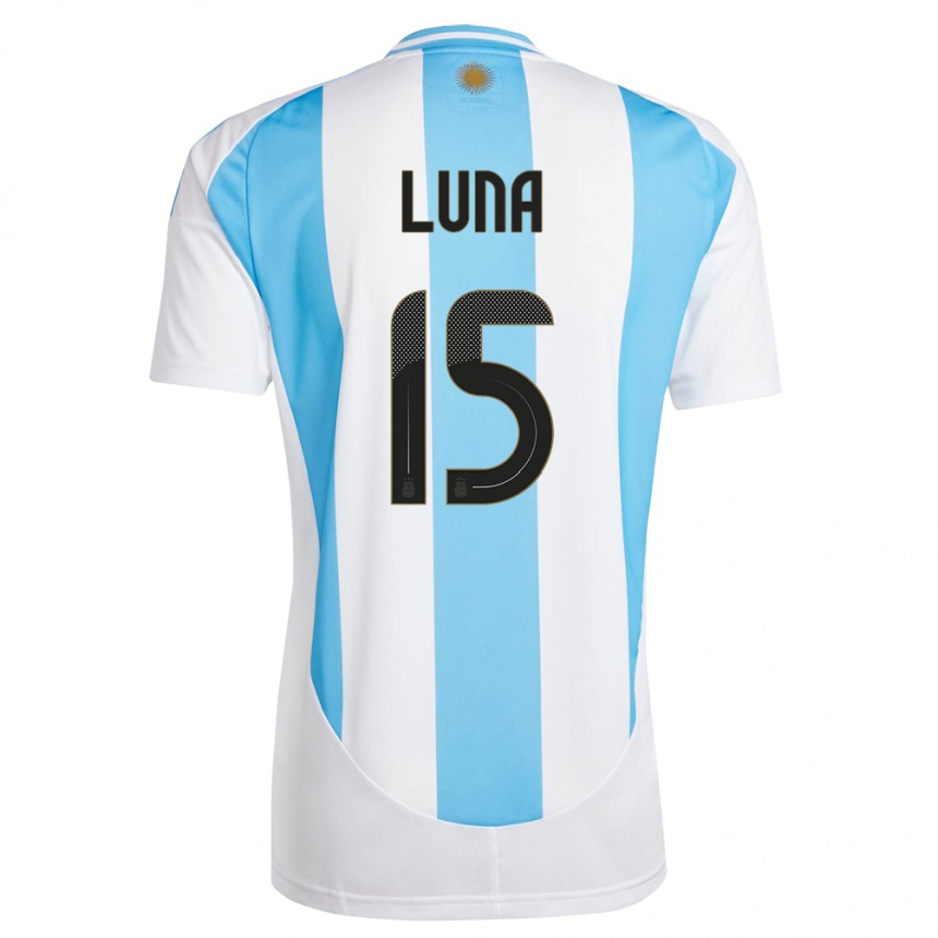 Kinder Fußball Argentinien Alex Luna #15 Weiß Blau Heimtrikot Trikot 24-26 T-Shirt Luxemburg