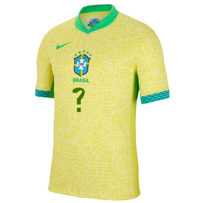 Kinder Fußball Brasilien Ihren Namen #0 Gelb Heimtrikot Trikot 24-26 T-Shirt Luxemburg
