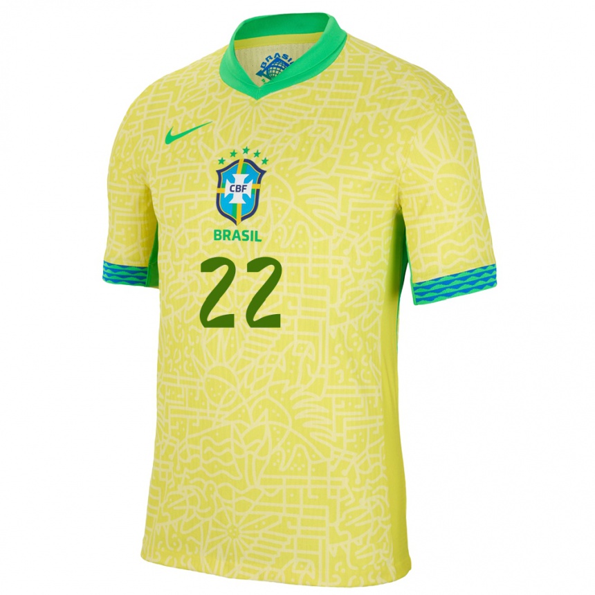 Kinder Fußball Brasilien Cayo Felipe #22 Gelb Heimtrikot Trikot 24-26 T-Shirt Luxemburg