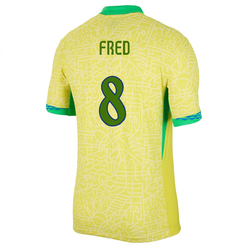 Kinder Fußball Brasilien Fred #8 Gelb Heimtrikot Trikot 24-26 T-Shirt Luxemburg