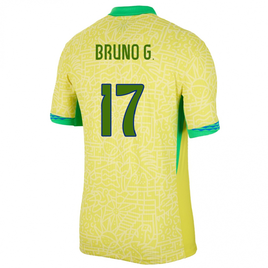 Kinder Fußball Brasilien Bruno Guimaraes #17 Gelb Heimtrikot Trikot 24-26 T-Shirt Luxemburg