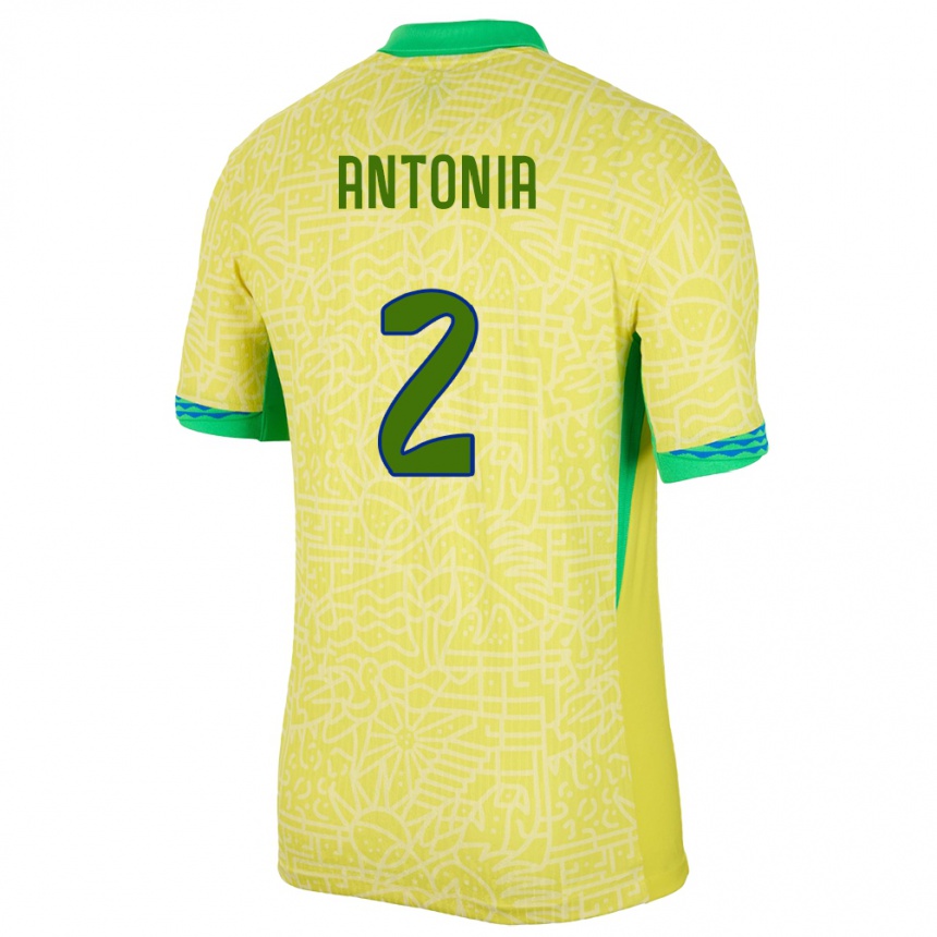 Kinder Fußball Brasilien Antonia #2 Gelb Heimtrikot Trikot 24-26 T-Shirt Luxemburg