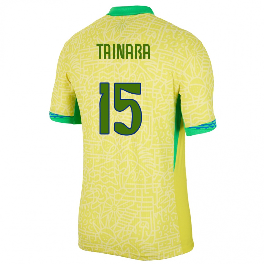 Kinder Fußball Brasilien Tainara #15 Gelb Heimtrikot Trikot 24-26 T-Shirt Luxemburg