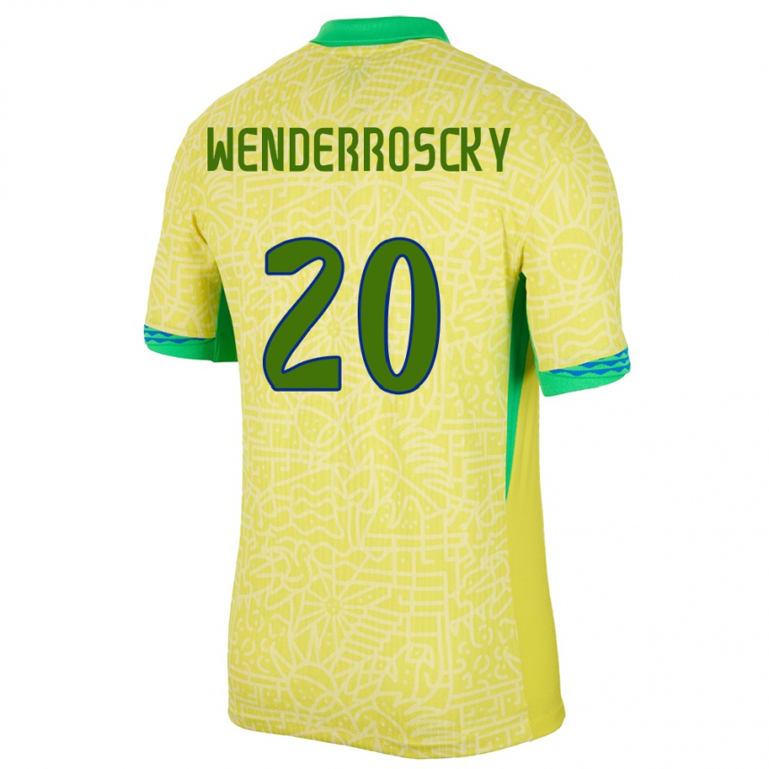 Kinder Fußball Brasilien Arthur Wenderroscky #20 Gelb Heimtrikot Trikot 24-26 T-Shirt Luxemburg