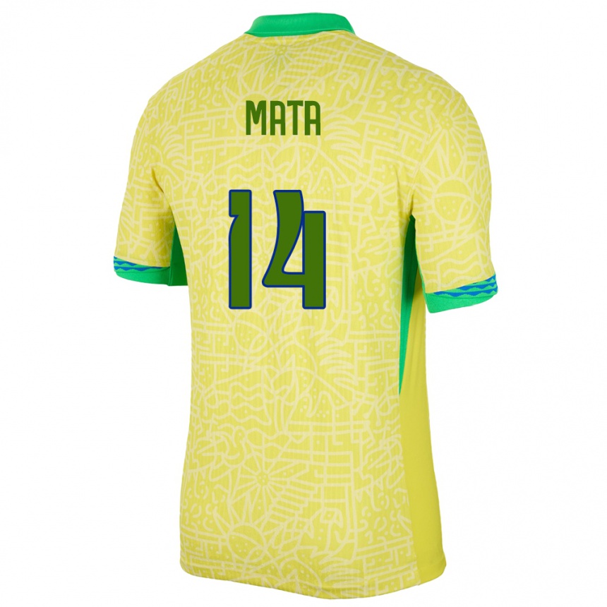 Kinder Fußball Brasilien Da Mata #14 Gelb Heimtrikot Trikot 24-26 T-Shirt Luxemburg