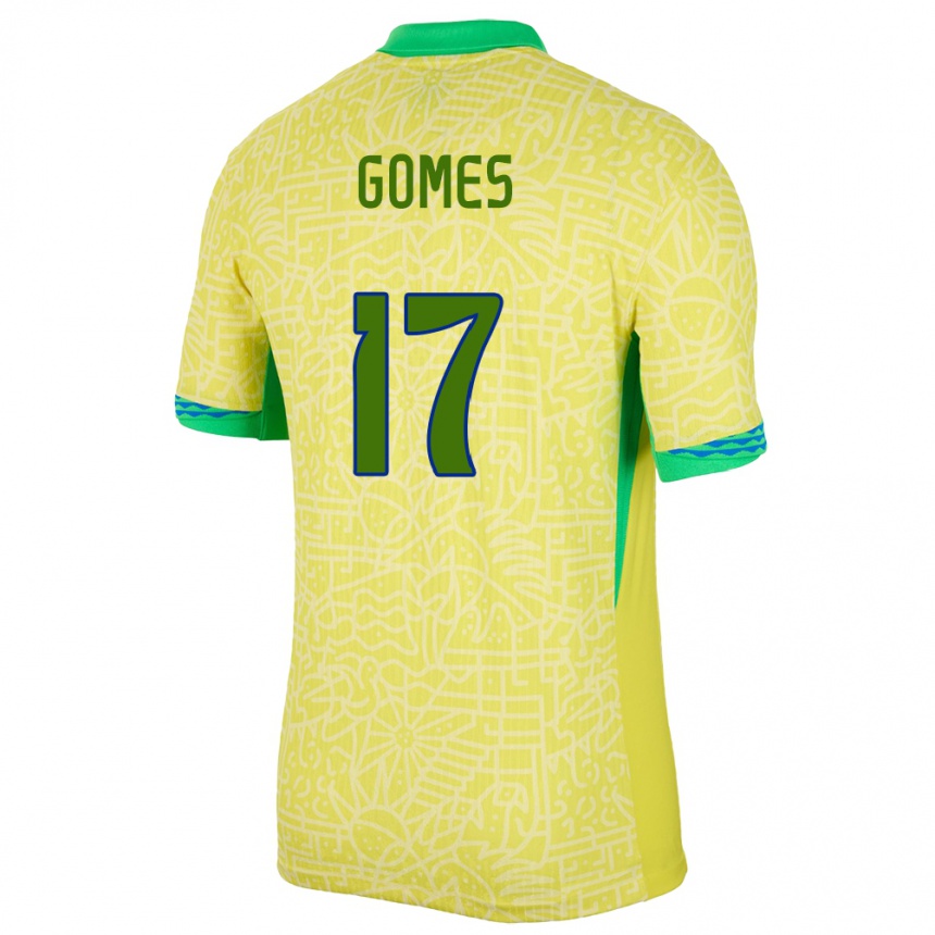 Kinder Fußball Brasilien William Gomes #17 Gelb Heimtrikot Trikot 24-26 T-Shirt Luxemburg