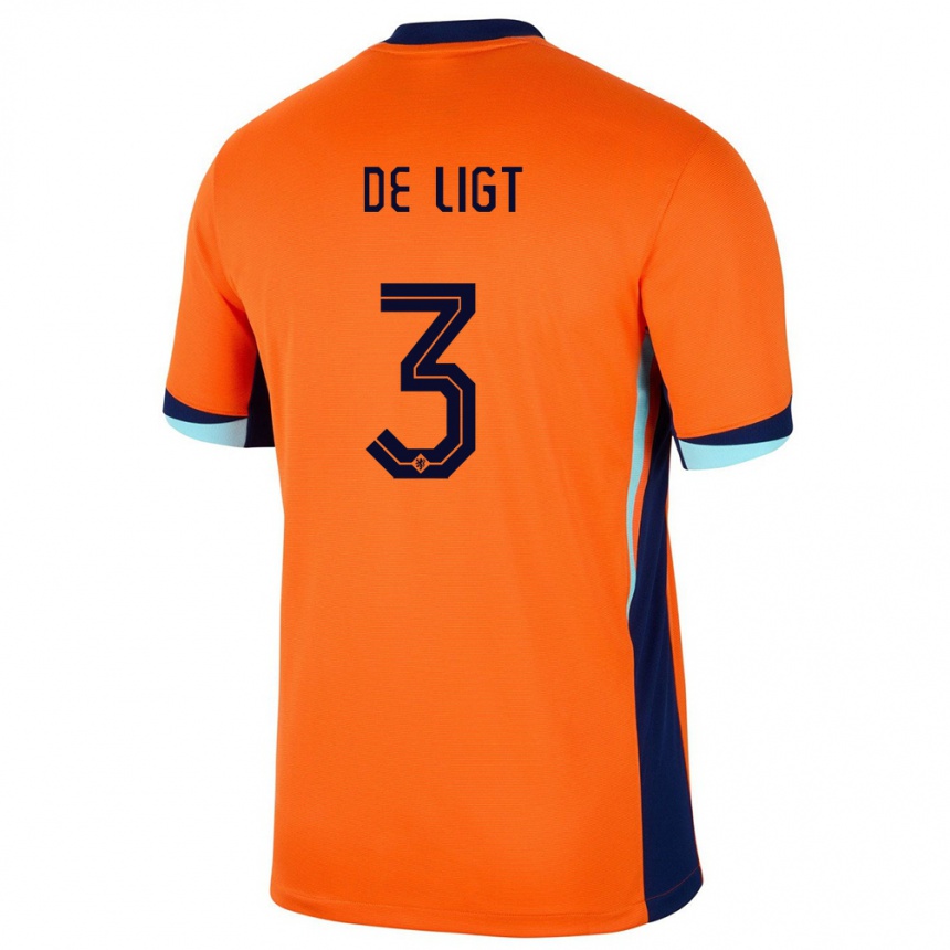 Kinder Fußball Niederlande Matthijs De Ligt #3 Orange Heimtrikot Trikot 24-26 T-Shirt Luxemburg