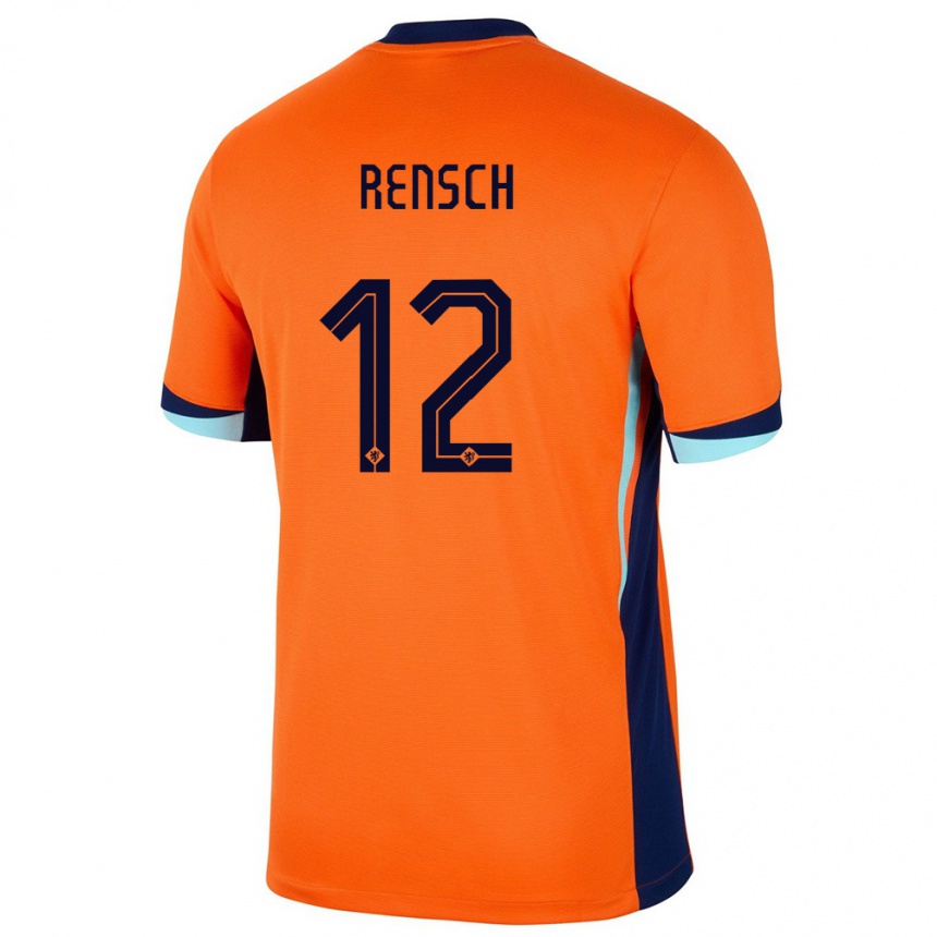 Kinder Fußball Niederlande Devyne Rensch #12 Orange Heimtrikot Trikot 24-26 T-Shirt Luxemburg