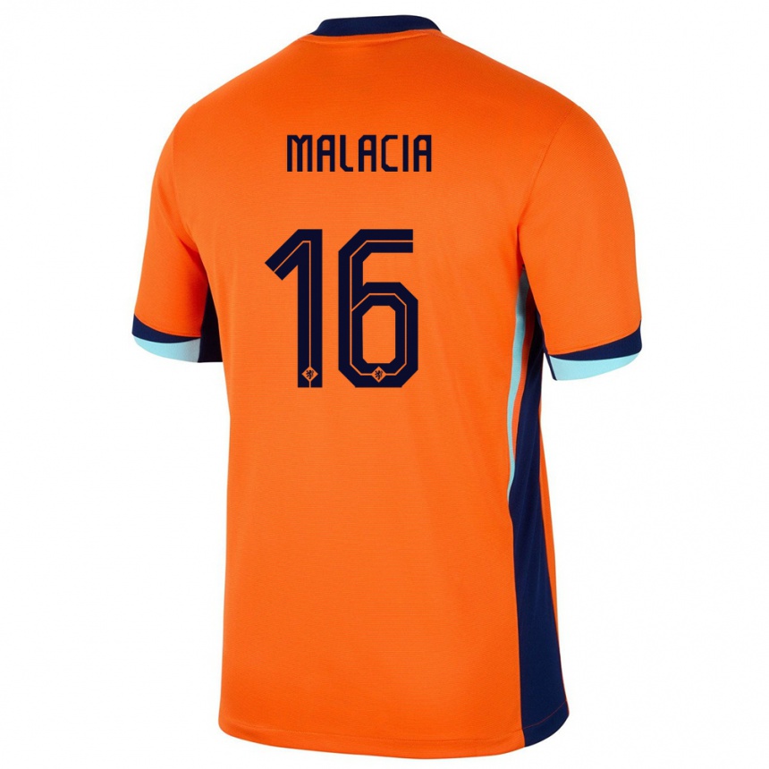 Kinder Fußball Niederlande Tyrell Malacia #16 Orange Heimtrikot Trikot 24-26 T-Shirt Luxemburg