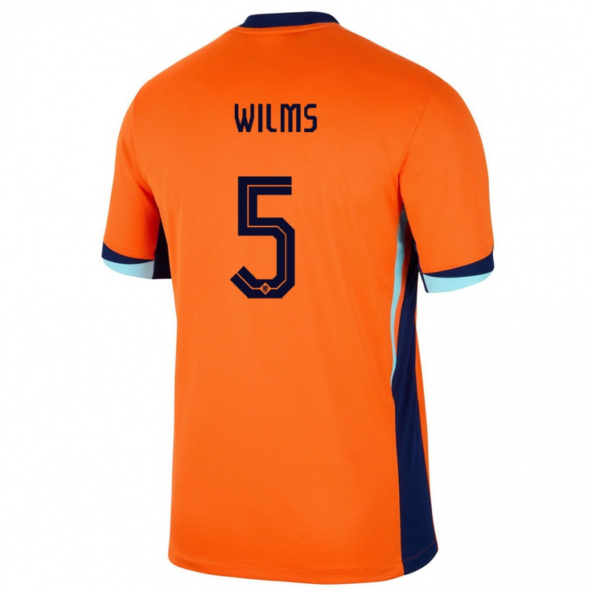 Kinder Fußball Niederlande Lynn Wilms #5 Orange Heimtrikot Trikot 24-26 T-Shirt Luxemburg