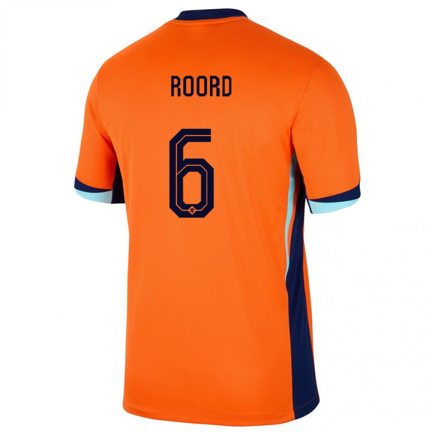 Kinder Fußball Niederlande Jill Roord #6 Orange Heimtrikot Trikot 24-26 T-Shirt Luxemburg