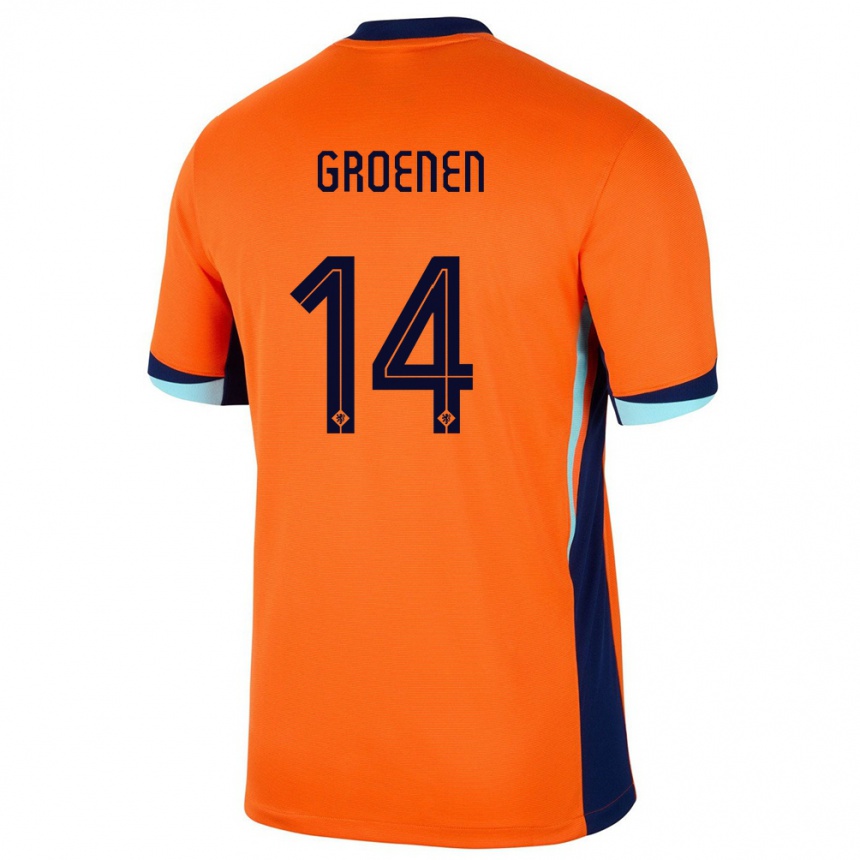 Kinder Fußball Niederlande Jackie Groenen #14 Orange Heimtrikot Trikot 24-26 T-Shirt Luxemburg