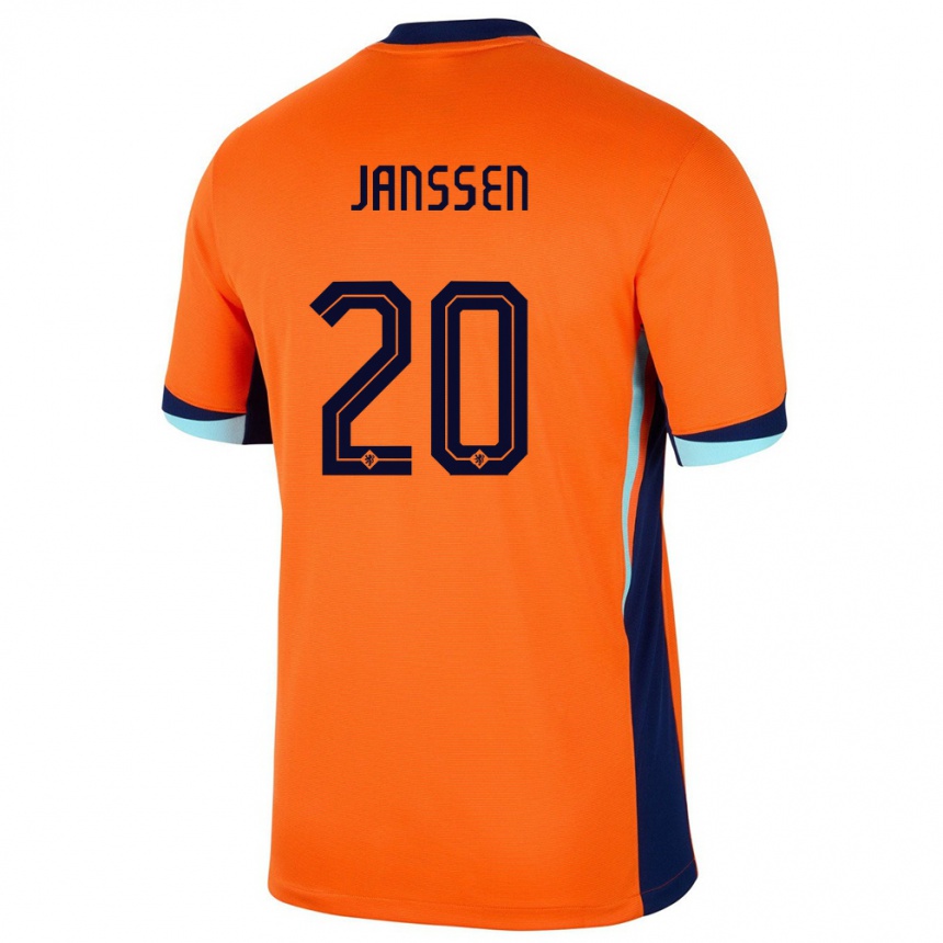 Kinder Fußball Niederlande Dominique Janssen #20 Orange Heimtrikot Trikot 24-26 T-Shirt Luxemburg