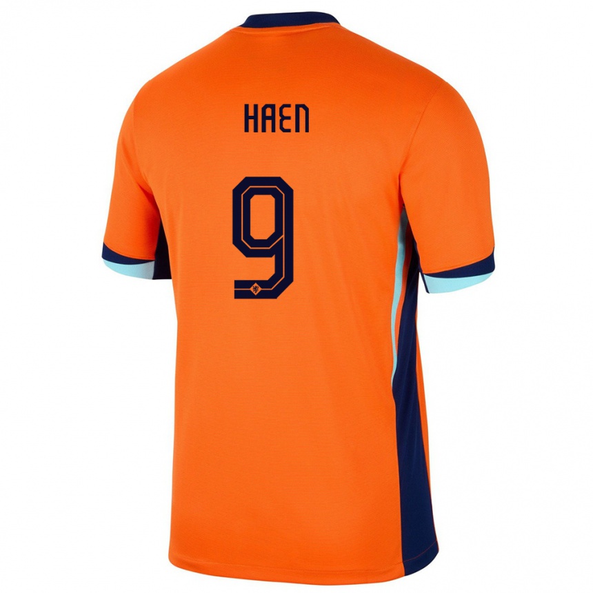 Kinder Fußball Niederlande Devin Haen #9 Orange Heimtrikot Trikot 24-26 T-Shirt Luxemburg