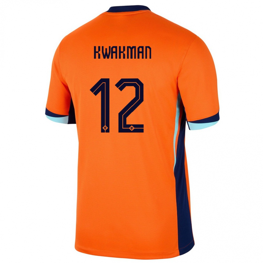 Kinder Fußball Niederlande Dave Kwakman #12 Orange Heimtrikot Trikot 24-26 T-Shirt Luxemburg
