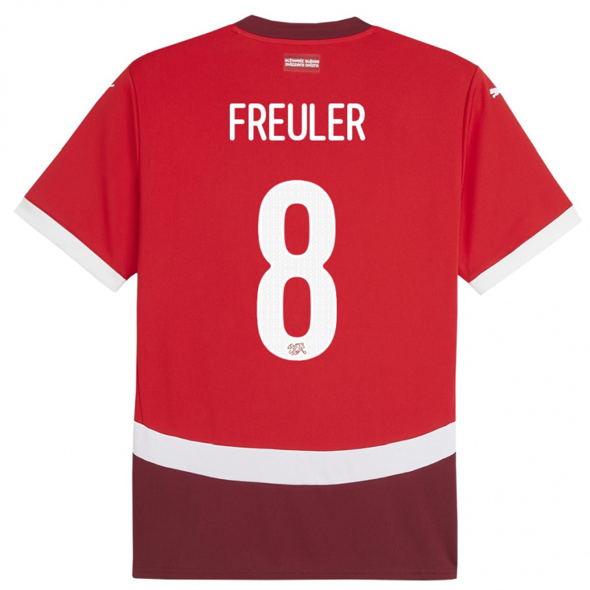 Kinder Fußball Schweiz Remo Freuler #8 Rot Heimtrikot Trikot 24-26 T-Shirt Luxemburg