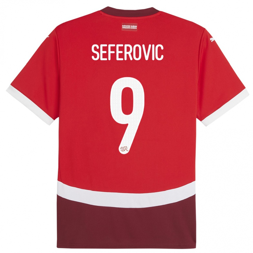 Kinder Fußball Schweiz Haris Seferovic #9 Rot Heimtrikot Trikot 24-26 T-Shirt Luxemburg