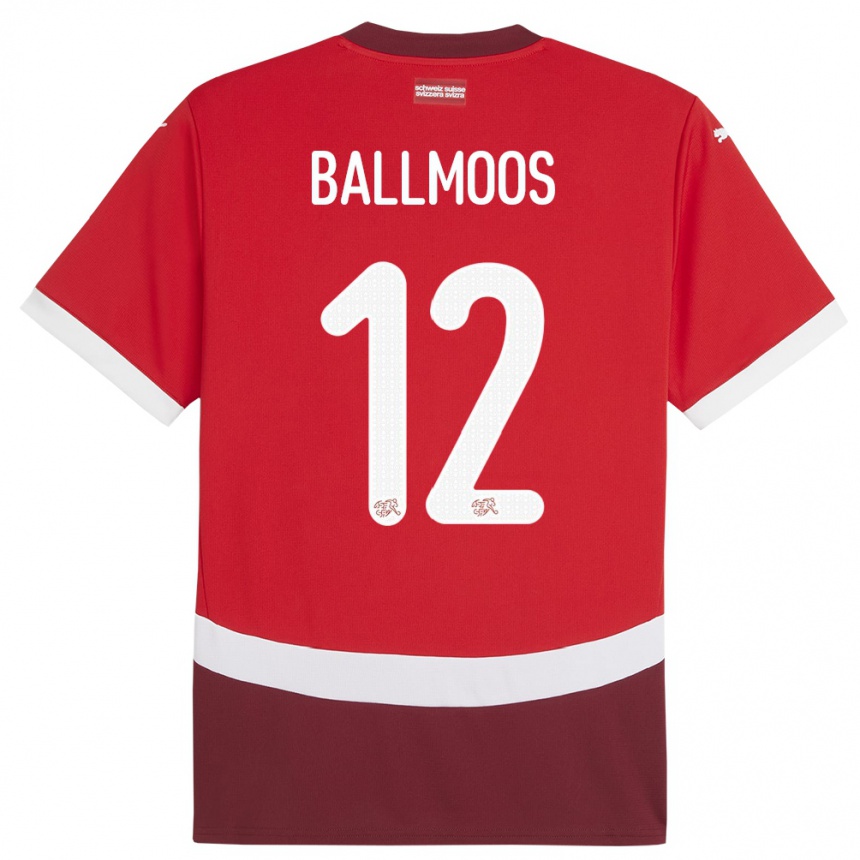 Kinder Fußball Schweiz David Von Ballmoos #12 Rot Heimtrikot Trikot 24-26 T-Shirt Luxemburg