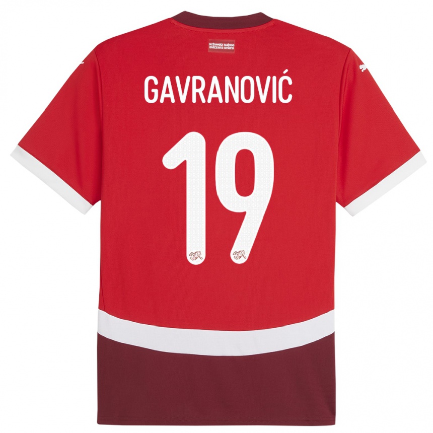 Kinder Fußball Schweiz Mario Gavranovic #19 Rot Heimtrikot Trikot 24-26 T-Shirt Luxemburg