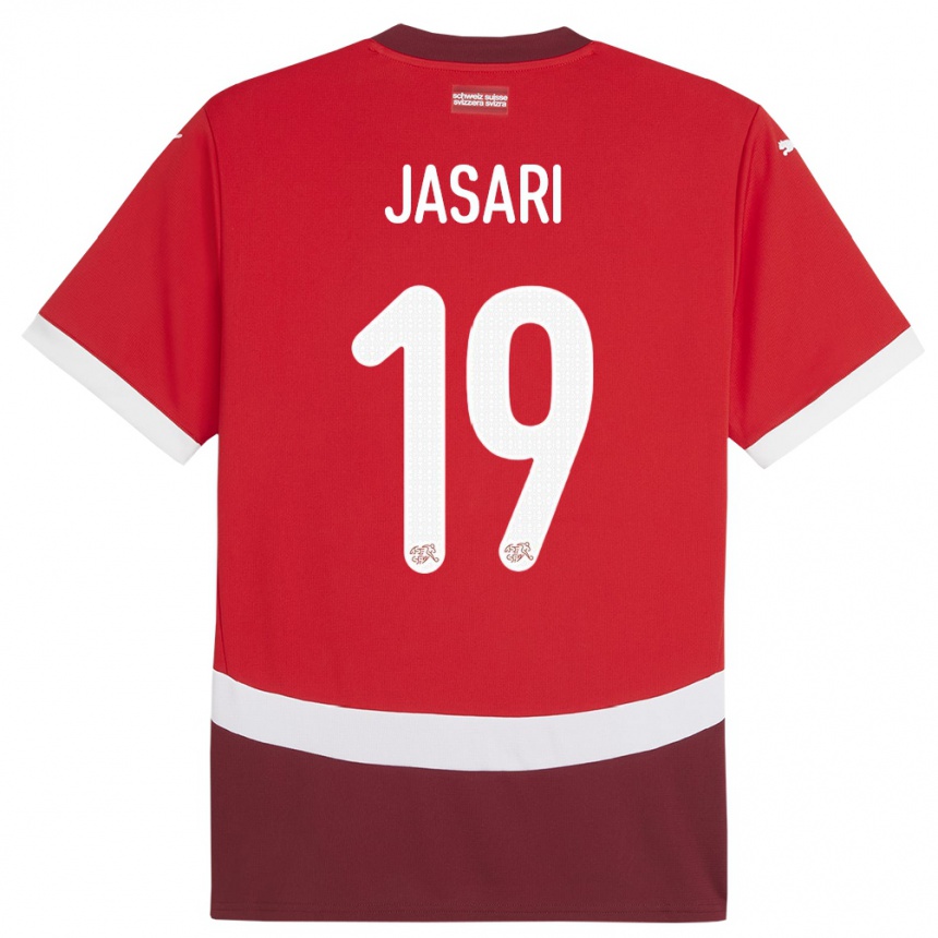 Kinder Fußball Schweiz Ardon Jasari #19 Rot Heimtrikot Trikot 24-26 T-Shirt Luxemburg