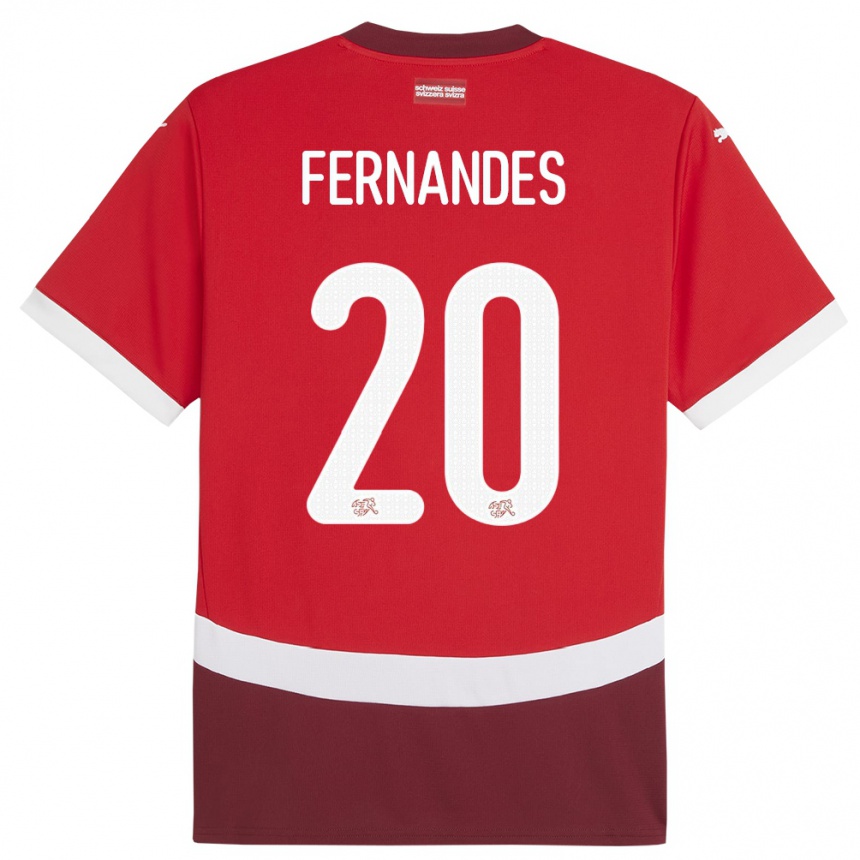 Kinder Fußball Schweiz Edimilson Fernandes #20 Rot Heimtrikot Trikot 24-26 T-Shirt Luxemburg
