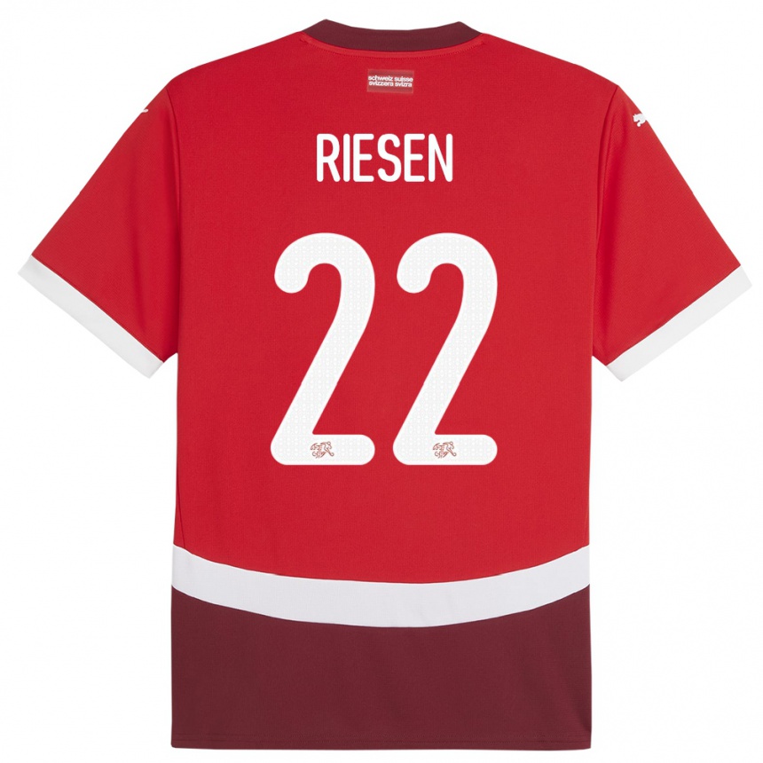 Kinder Fußball Schweiz Nadine Riesen #22 Rot Heimtrikot Trikot 24-26 T-Shirt Luxemburg