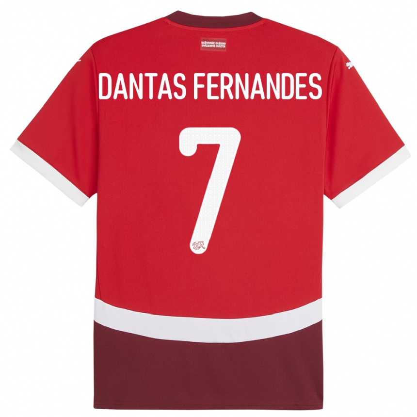 Kinder Fußball Schweiz Ronaldo Dantas Fernandes #7 Rot Heimtrikot Trikot 24-26 T-Shirt Luxemburg
