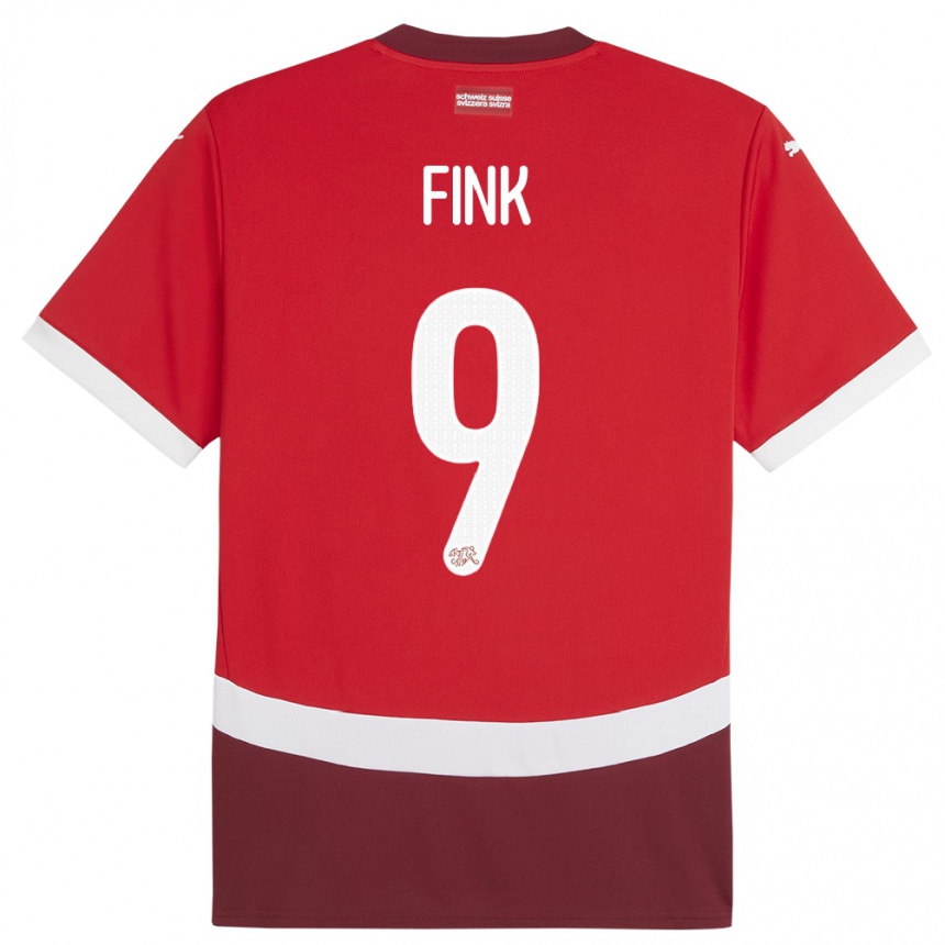 Kinder Fußball Schweiz Bradley Fink #9 Rot Heimtrikot Trikot 24-26 T-Shirt Luxemburg